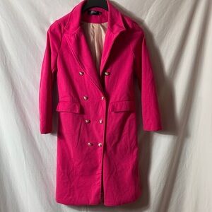 Chic Pink Double-Breasted Trench Coat